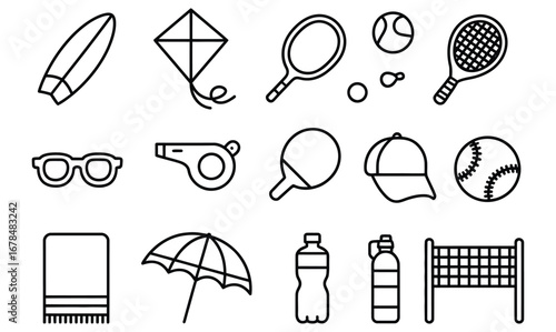 WebGet ready for summer fun with this delightful collection of beach and sports icons perfect for vacation brochures, travel websites, and sunny day promotions
