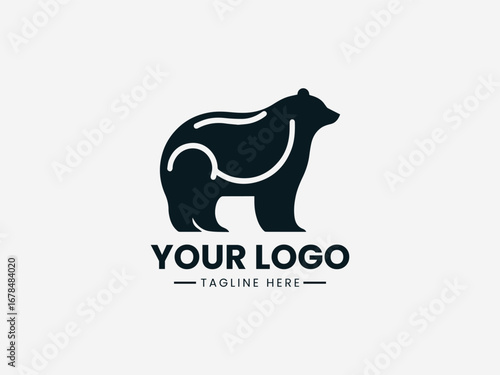 Sleek modern bear silhouette with clean lines and contemporary aesthetic vector logo
