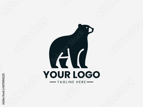 Sleek modern bear silhouette with clean lines and contemporary aesthetic vector logo
