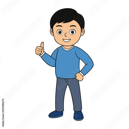 A cheerful cartoon man smiling and giving a thumbs up, expressing positivity and encouragement