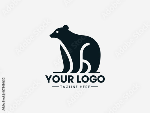 Sleek modern bear silhouette with clean lines and contemporary aesthetic vector logo