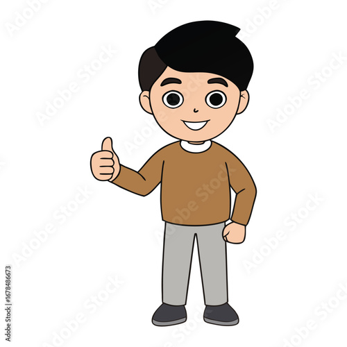 A cheerful cartoon man smiling and giving a thumbs up, expressing positivity and encouragement
