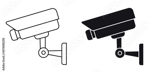Set of modern CCTV surveillance cameras ,Symbol of surveillance, security, safety or video recording. Vector illustration .