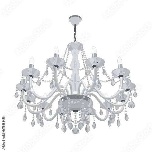 Elegant Crystal Chandelier with Ornate Design Hanging from Ceiling in Bright Interior with a White Background