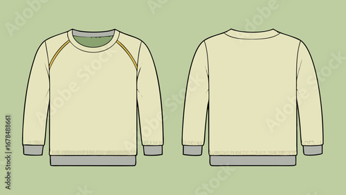 The front and back of a white shirt with a long sleeve. The front of the shirt has a white collar and a white band around the neck