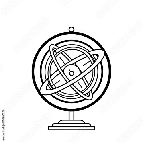 armillary sphere icon an astrological device symbol representing navigation and exploration in a flat vector style