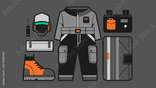 A person dressed in a space suit, complete with a backpack and a tool belt. The person appears to be ready for an adventure or a mission, as they are equipped with all the necessary gear