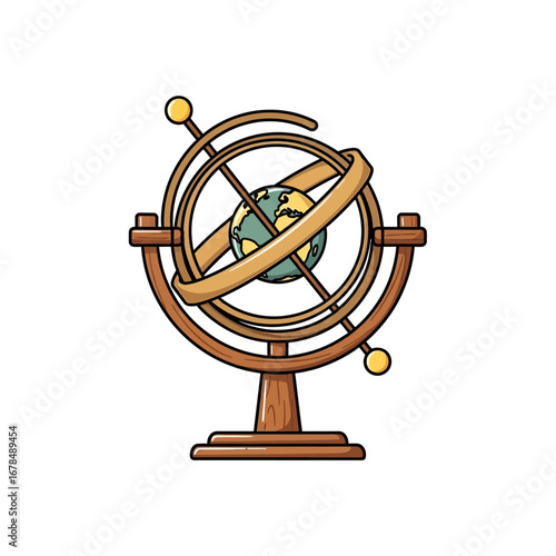 armillary sphere with earth globe vintage astronomical instrument for celestial navigation study education science history