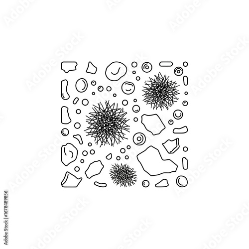 bacteria and sediments illustration of microscopic organisms and geological matter perfect for biology or geology content