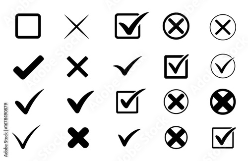 Collection of Checkmarks and Crosses in Various Styles and Formats
