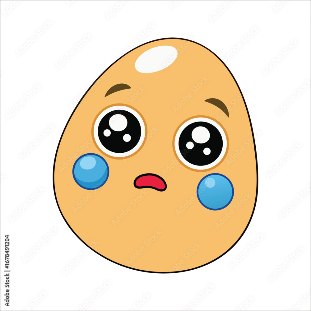 Fototapeta premium Potatoes Character Expression, Sad Potatoes Character Illustration