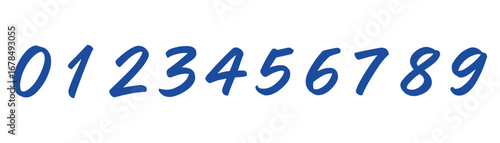 Handwritten Blue Script Number Set 0–9 — Modern Brush Style Numerals for Typography Projects, Sports Designs, social Media, Creative Posters, Invitations, Branding Work, and Bold Stylish Layouts