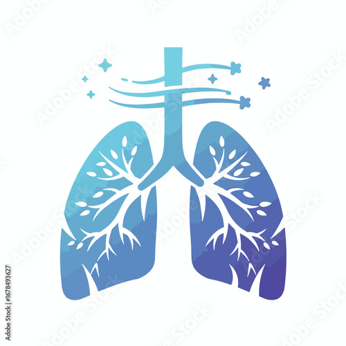 An illustrative representation of human lungs with branches and airy elements.