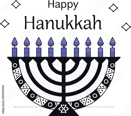 Happy hanukkah with menorah for jewish holiday celebration and traditional festival of light