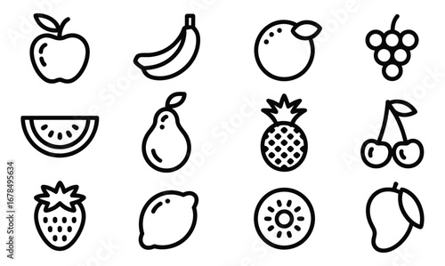 WebFresh and vibrant fruit icons for your next project, perfect for adding a touch of healthy living and deliciousness to any design, from websites to menus to educational materials
