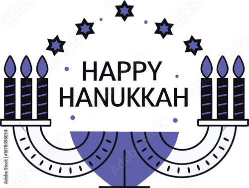 Happy hanukkah with menorah for jewish holiday celebration and traditional festival of light