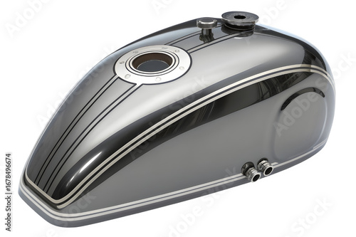 Vintage motorcycle fuel tank isolated on transparent background with custom design