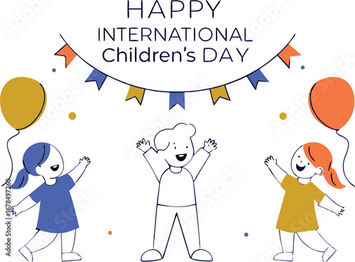 Happy international childrens day, celebrating childhood, friendship, and the joy of youth worldwide