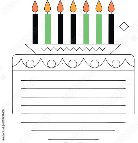 Illustration of a kinara with seven candles, symbolizing the seven principles of kwanzaa