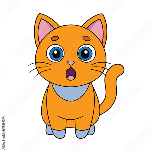 Vector illustration of scared cartoon cat