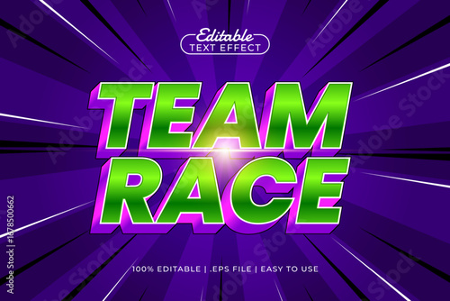 team race editable text effect with a race and speed text style