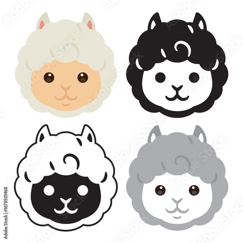 アルパカの顔アイコンセット