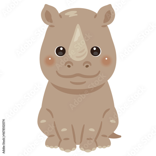 お座りしたサイのイラスト