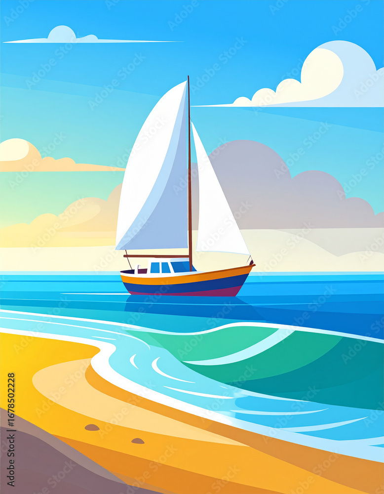 Naklejka premium sailboat on the sea
