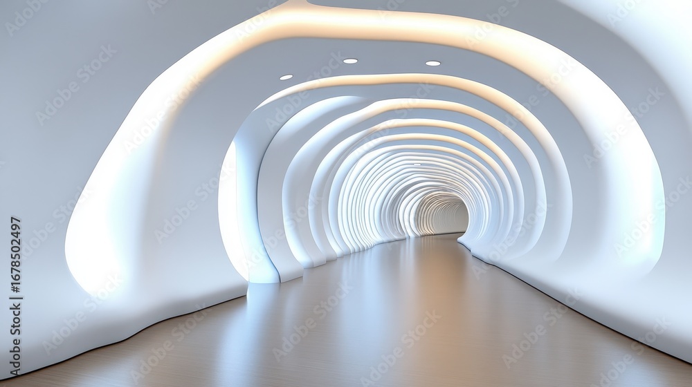 Obraz premium Futuristic Abstract Tunnel with Smooth Curves and Soft Lighting