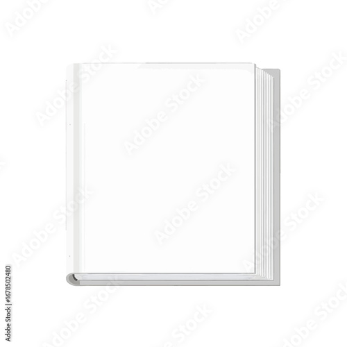 Open White Book with Blank Pages for Mockup Presentation Design Template with Gray Elements and Isolated on White Background