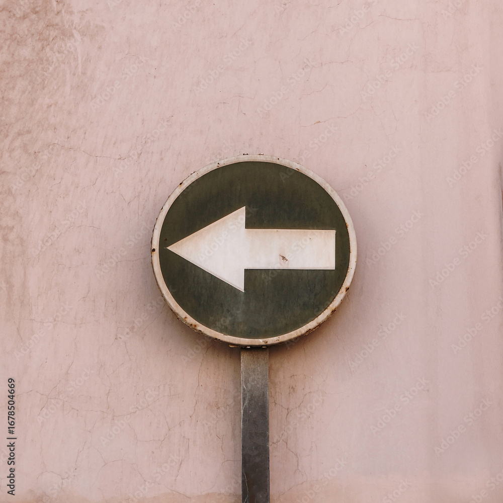 Left Direction Sign on Wall Left Direction Sign on Wall