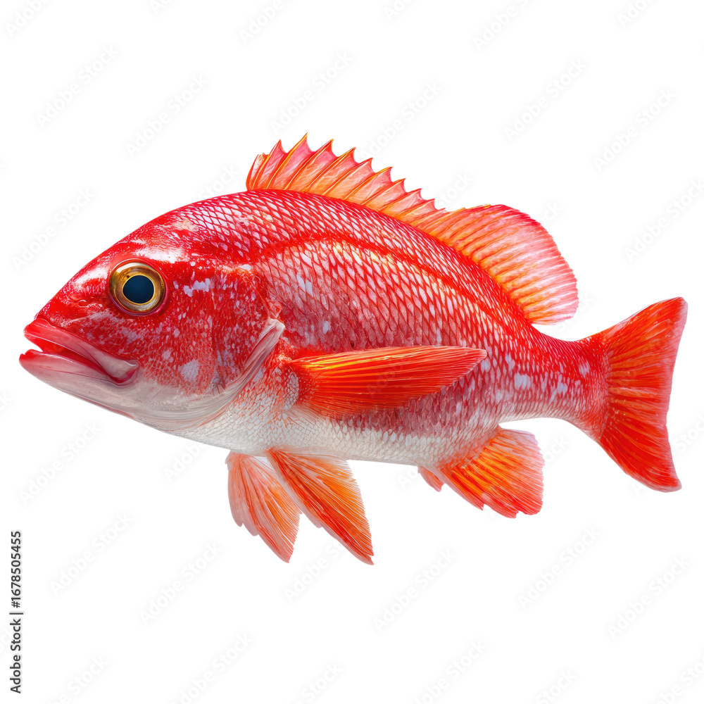 Fototapeta premium A vibrant red snapper on transparent background
