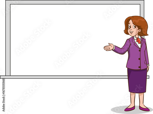 The young teacher is making a statement in front of the class.University or college teacher giving lecture in classroom