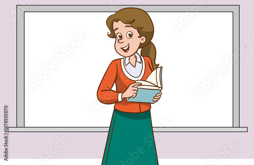 The young teacher is making a statement in front of the class.University or college teacher giving lecture in classroom