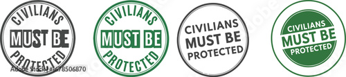 Civilians Must Be Protected Stamps | Humanitarian Aid, Human Rights, Safety Campaign and Social Awareness Graphics