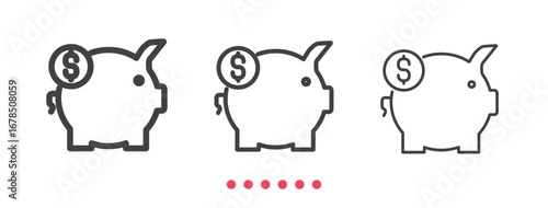 Piggy bank icon. Thin line icon vector.