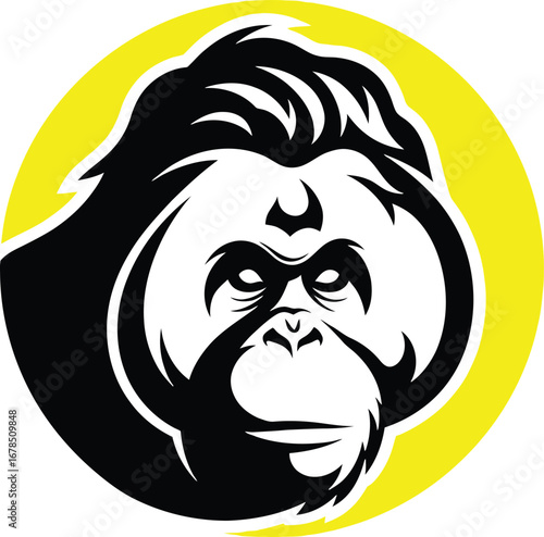 Stylized orangutan face in a yellow circle logo