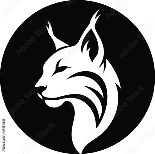 Stylized white lynx head silhouette in black circle