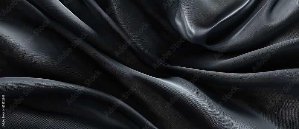 Fototapeta premium Dark, luxurious fabric draped in soft folds