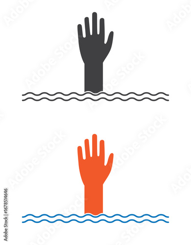 person man drown in wave accident icon