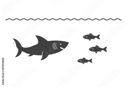 shark and school of fish icon