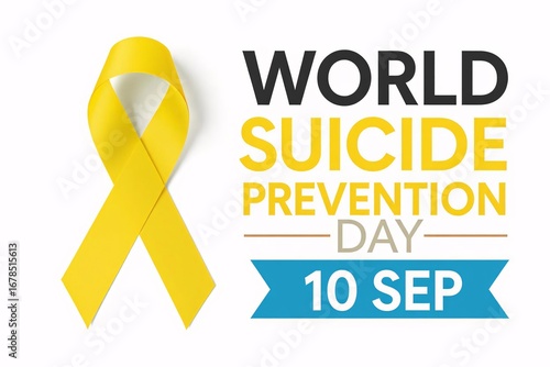 World suicide prevention day yellow ribbon awareness graphic