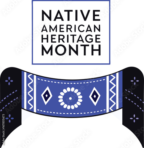 Native american heritage month design with traditional textile pattern