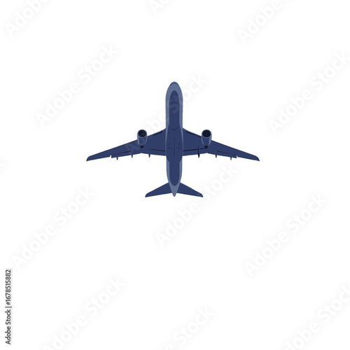 Aerial View of a Large Blue Commercial Airplane Isolated on White Background Detailed Pixel Art