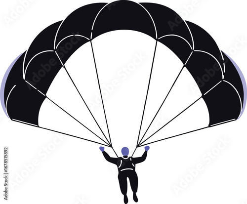 A person skydiving with a parachute, engaging in an extreme sport and enjoying the thrill