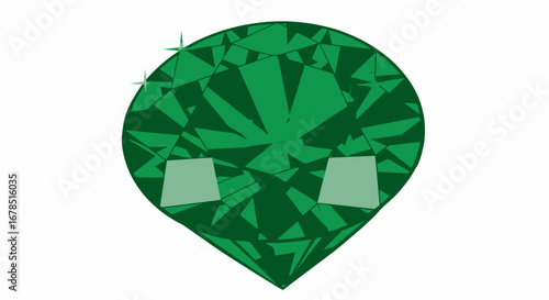 A brilliant green faceted diamond vector illustration, sparkling with elegance and isolated on a clean white background, perfect for luxury designs.