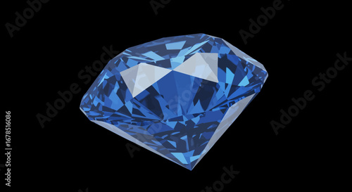 A stunning, digitally rendered blue diamond sparkles against a stark black background, showcasing its facets and brilliance in a captivating display of luxury and preciousness.