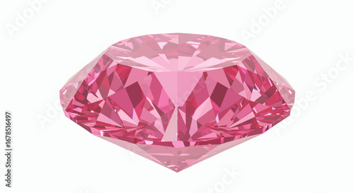 A sparkling pink diamond gemstone with brilliant facets, rendered in 3D vector art, perfect for luxury and jewelry design projects.