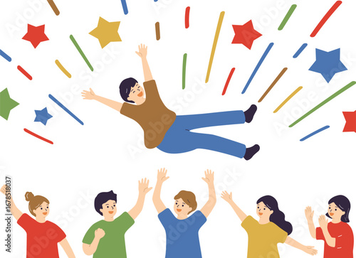 胴上げをする人達