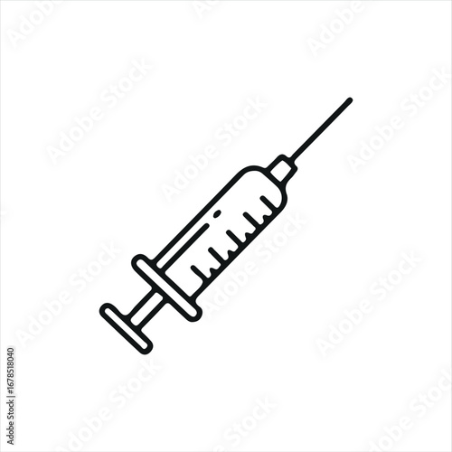 Flat syringe graphic, ideal for medical, hospital, or pharmaceutical design elements